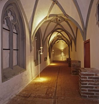 Einstiger gotischer Kreuzgang im Untergeschoss der Prälatur von Kloster Ochsenhausen