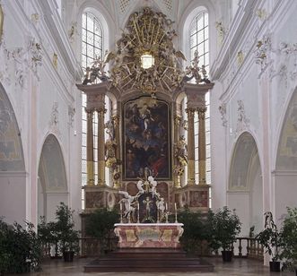 Hochaltar von Johann Joseph Obrist mit dem Altarblatt von Johann Heinrich Schönfeld in der Klosterkirche Ochsenhausen