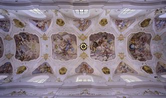 Deckenfresko im Hauptschiff der Klosterkirche von Kloster Ochsenhausen, 1727/1729