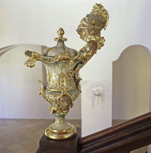 Ochsenhausen monastery, detailed view, Rococo vase at the end of the stairs