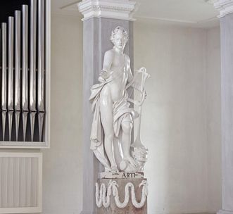 Standfigur Apollo im Bibliothekssaal von Kloster Ochsenhausen, 1787
