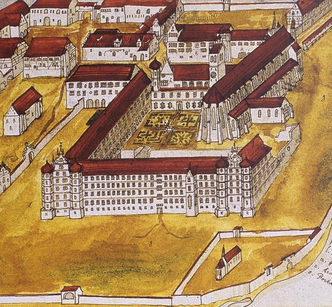 Federzeichnung von Kloster Ochsenhausen von Gabriel Bucelin aus dem Jahr 1630