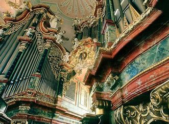 Detail der Gabler-Orgel in der Klosterkirche von Kloster Ochsenhausen