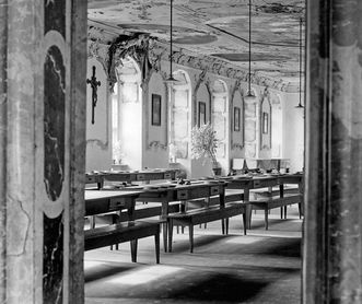 Foto aus dem Jahr 1928 vom Refektorium von Kloster Ochsenhausen